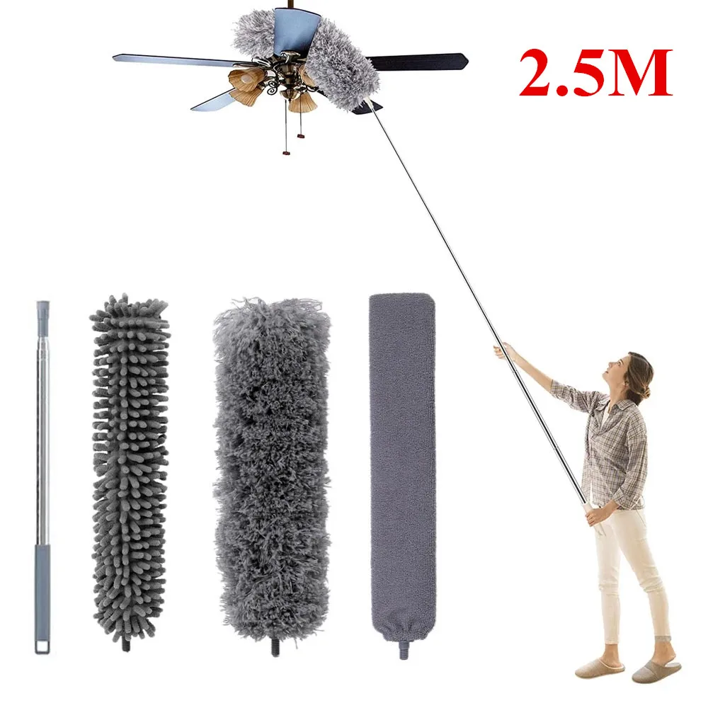 

2.5M Dust Cleaner Brush Microfiber Long Extendable Duster Telescopic Catcher Mites Gap Dust Removal Dusters Home Cleaning Tools