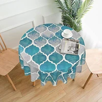 grey teal tablecloth round moroccan trellis waterproof tablecloth rustic with wrinkle resistant blue turqouise table cloth