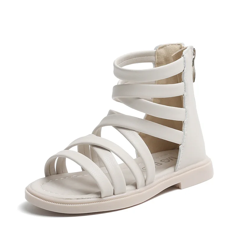 

1-6 Years Kids Gladiator Shoes Girls High Ankle Sandals Back Zipper Children Summer Shoes Toddler Girl Fashion Designer Sandals