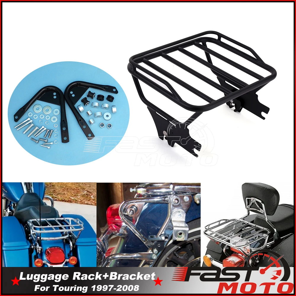 

Motorcycle Detachable Two-Up Luggage Rack Support Bracket For Harley Touring Road King Electra Street Glide FLTR FLHX FLHT 97-08