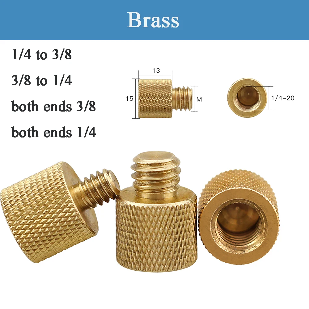 

1pcs Brass Conversion Nut Adapter Screw Thread 3/8 To 1/4 Adapter Screw Head Diameter 15mm For PTZ Stand Aand Tripod