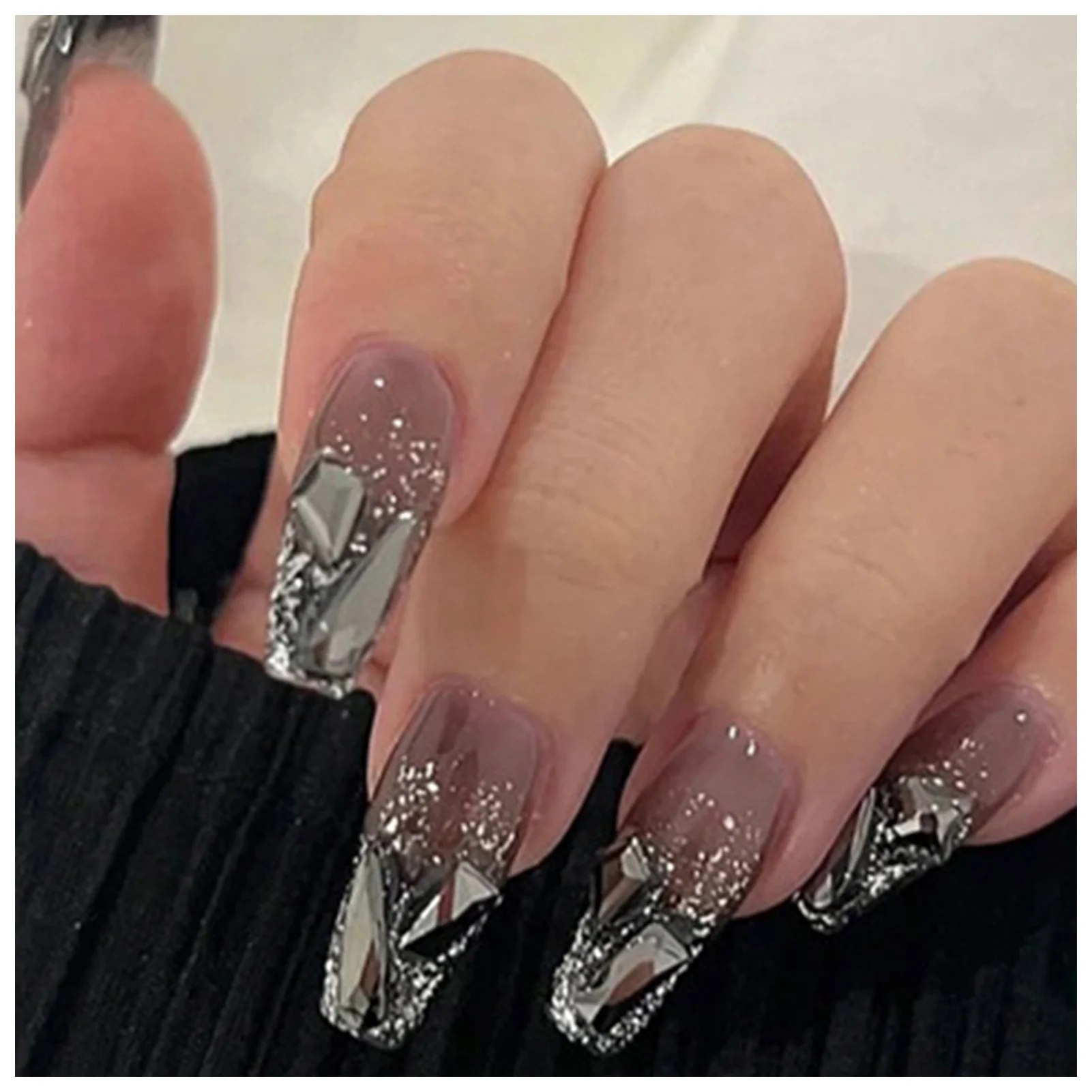 

Черные искусственные накладные ногти прочный полное покрытие искусственные ногти для женщин