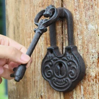 2 Piece Cast Iron Door Knocker with Handle Key Design Wrought Iron Doorknocker Latch Metal Gate Home House Decor Antique Vintage
