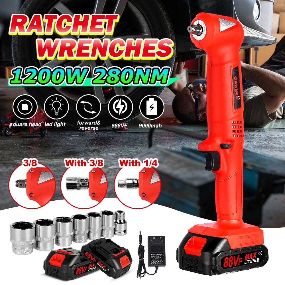 280NM Electric Ratchet Wrench Infinitely Variable Speed 3/8'' Ratchet Wrench Set Power Tool for Makita 18V Battery