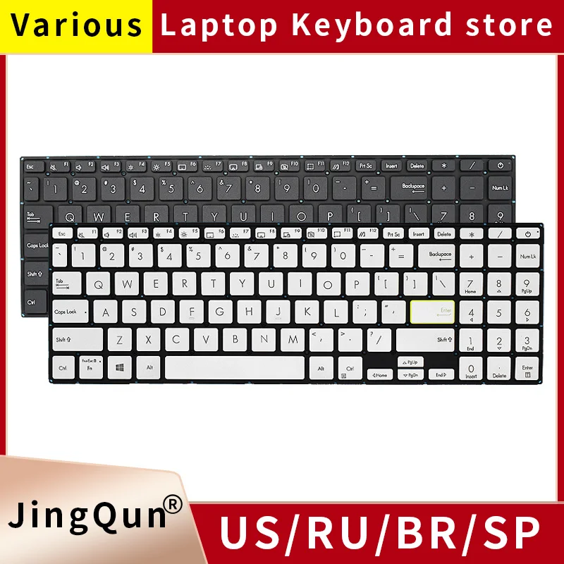 

New US Russian backlight Keyboard For ASUS Vivobook E510 L510 X521 E510MA L510M X521UA X521IA X521J X521F Silver Black