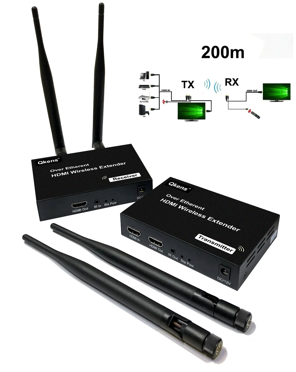 

200m Wireless HDMI Extender Video Transmitter and Receiver Wireless Display for PS4 DVD Xbox Camera Computer PC To TV Projector