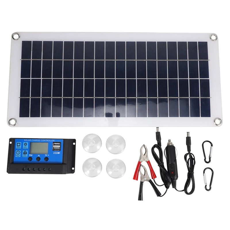 

10 Вт Гибкая солнечная панель, солнечные батареи для автомобиля, RV, лодки, дома, крыши, фургона, кемпинга, солнечная батарея, модуль солнечного контроллера