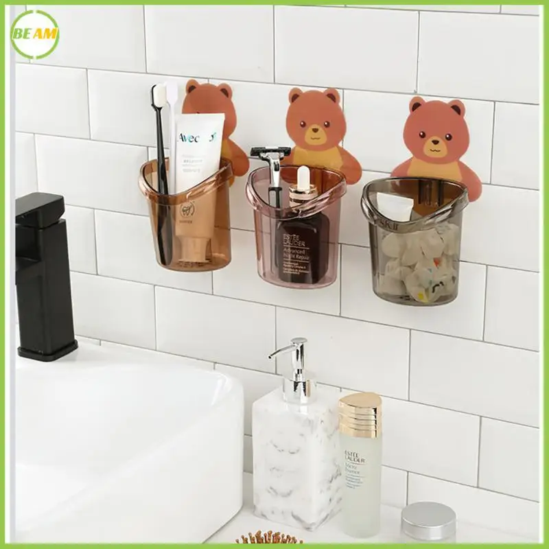 

Toothbrush Rack Holder Free Punch Mouthwash Cup Brushing Cup Wall-mounted Bathroom Cartoon Storage Box Tooth Cylinder Tumblers