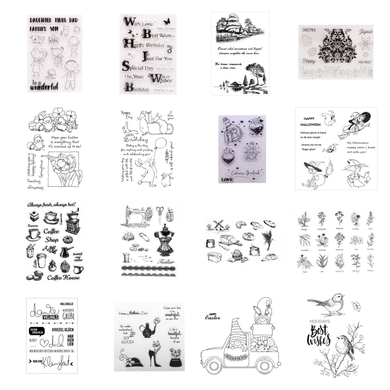 

67JE силиконовый прозрачный штамп для Хэллоуина, сделай сам, сделай сам, прозрачный штамп, скрапбукинг, украшение, тиснение, поставка карточек