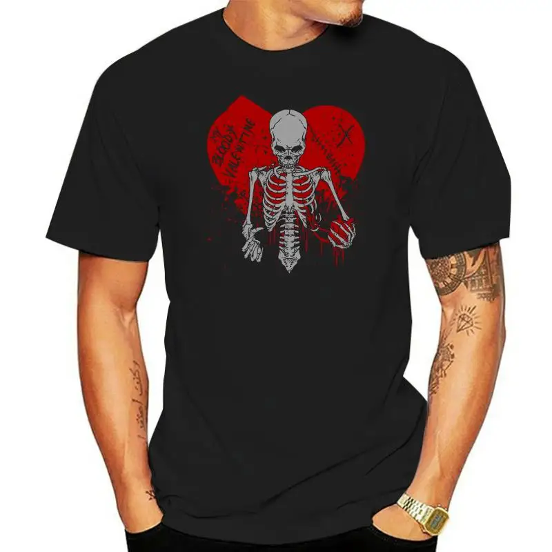 

Bloody Valentine T-Shirt Mens Rock Punk My Gothic Emo Goth Skull Retro O Neck Tee Shirt