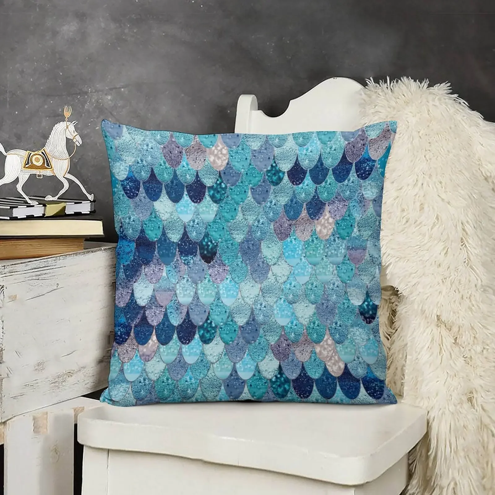 Летняя подушка MERMAID DARK TEAL от Monika Strigel на заказ роскошные диванные подушки осенняя