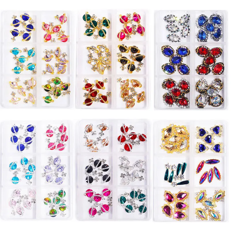 

1 box nail Charms Saturn Planet jewelry/AB Diamond Blue Red Green Gem Nail Art/Vintage Rhinestone Snake/DIY Nail Art Decoration