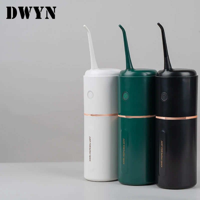 

DWYN Portable Oral Irrigator With Travel Bag Water Flosser 5 Nozzles Water Jet 280ml Water Tank Waterproof USB Rechargeable