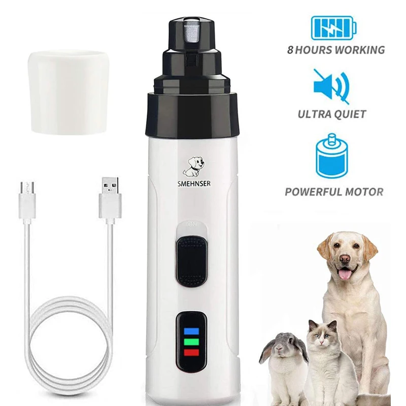 

Painless USB Charging Dog Nail Grinders Rechargeable Pet Nail Clippers Quiet Electric Dog Cat Paws Nail Grooming Trimmer Tools