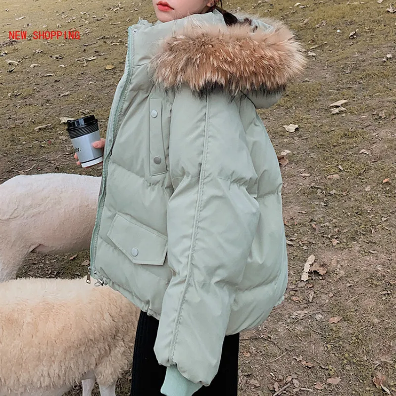 Plus Size Winter Cotton Parkas Jacket Women Faux Fur Collar Cotton-padded Coats Female Black Warm Thick Outwear Long Overcoats