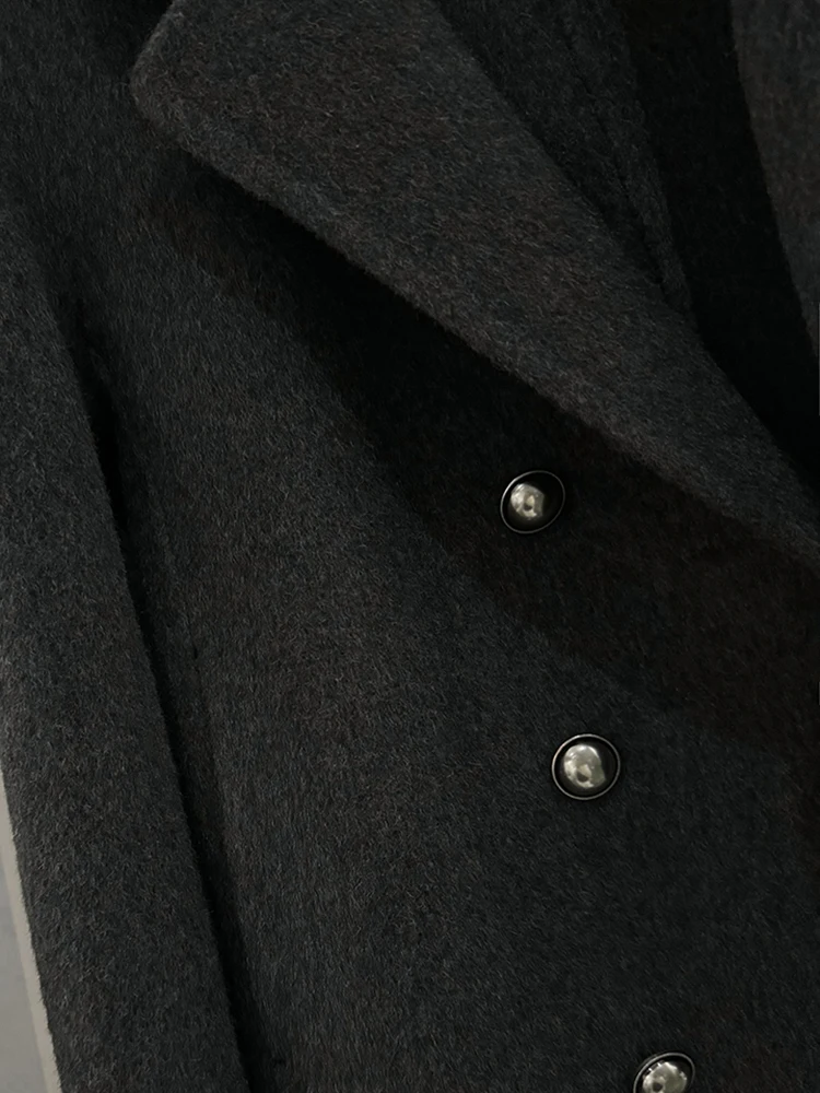 GVUW модные короткие шерстяные пальто с лацканами женские двубортные длинными