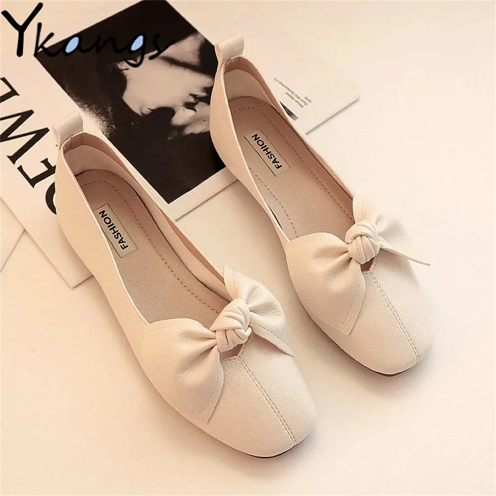 

Simple Shallow Women Shoes Spring Summer New Comfortable Elegant Bow Flat Work Shoes Harajuku Fashion Solid Color Ladies Loafers