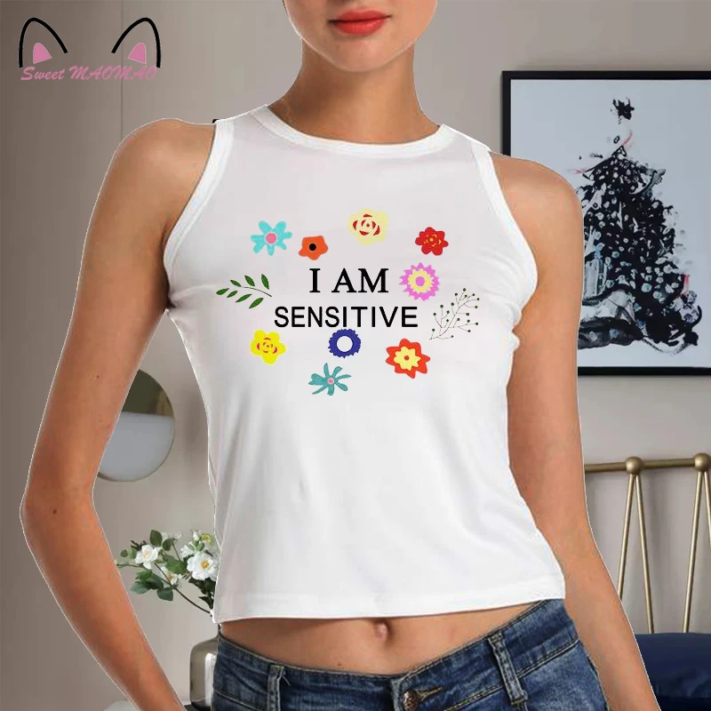

Gothic Y2K Streetwear Tops Flowers Print Tank Top Basic Vest Tee Dark Vintage Casual Sleeveless Bodycon Gothic Vest Goth Tops