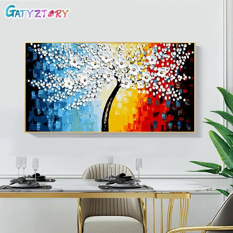 

GATYZTORY DIY Painting By Numbers Kill Time Colorful Trees Pictures On Numbers Large Size Diy Gift Picture Painting Art Supplies