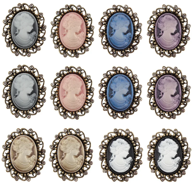 

Vintage Gothic Style Head Statue Cameo Brooch Rhinestone Brooch for Women Party Wedding Birthday Gift Jewelry
