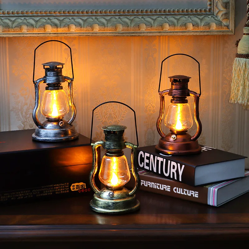 Kerosene Lamps Restoring Ancient Night Light Battery Led Battery Powered Lamp Gift Bedside Table Home Decor Lantern Dry Battery