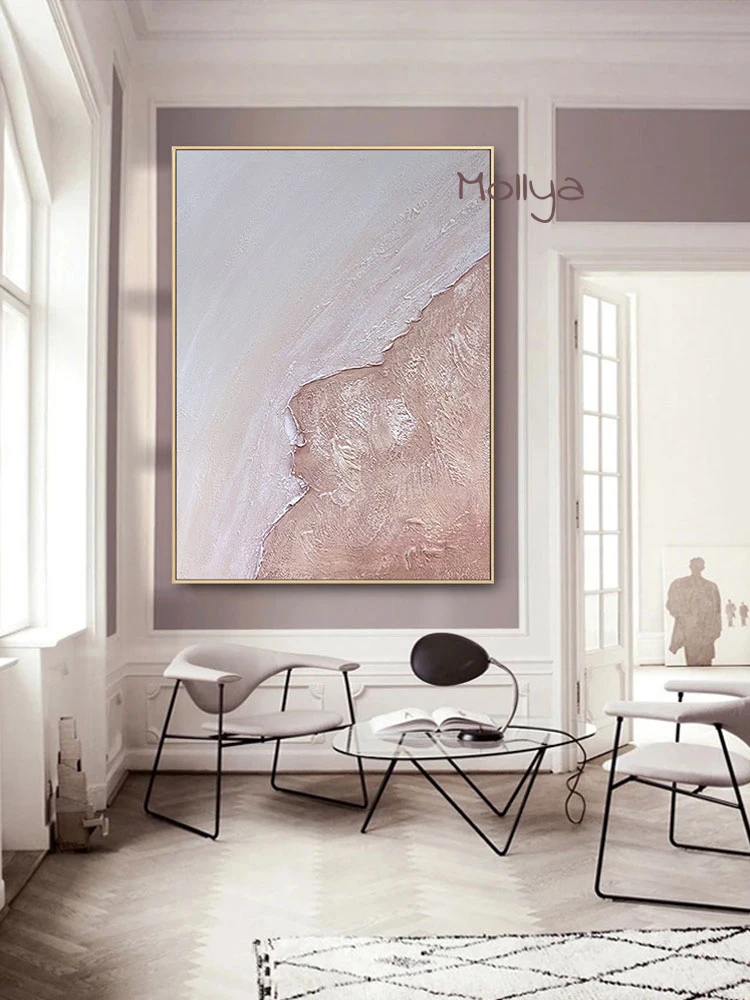 100% ручная роспись абстрактная картина маслом на холсте в гостиной розовая