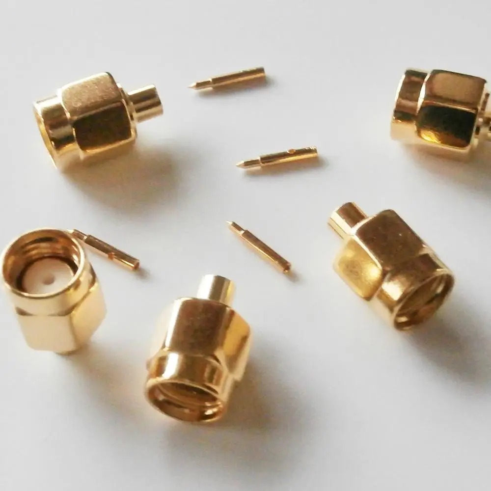 

10X Pcs High-quality RF Connector SMA Male Solder For Semi-Rigid RG405 0.086" Cable Coax Jack Brass GOLD Plated Straight