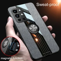 fabric case for oneplus 9 r 9r car ring holder acrylicsoft silicone luxury bracket canvas phone cover for oneplus 9rt 9 rt pro