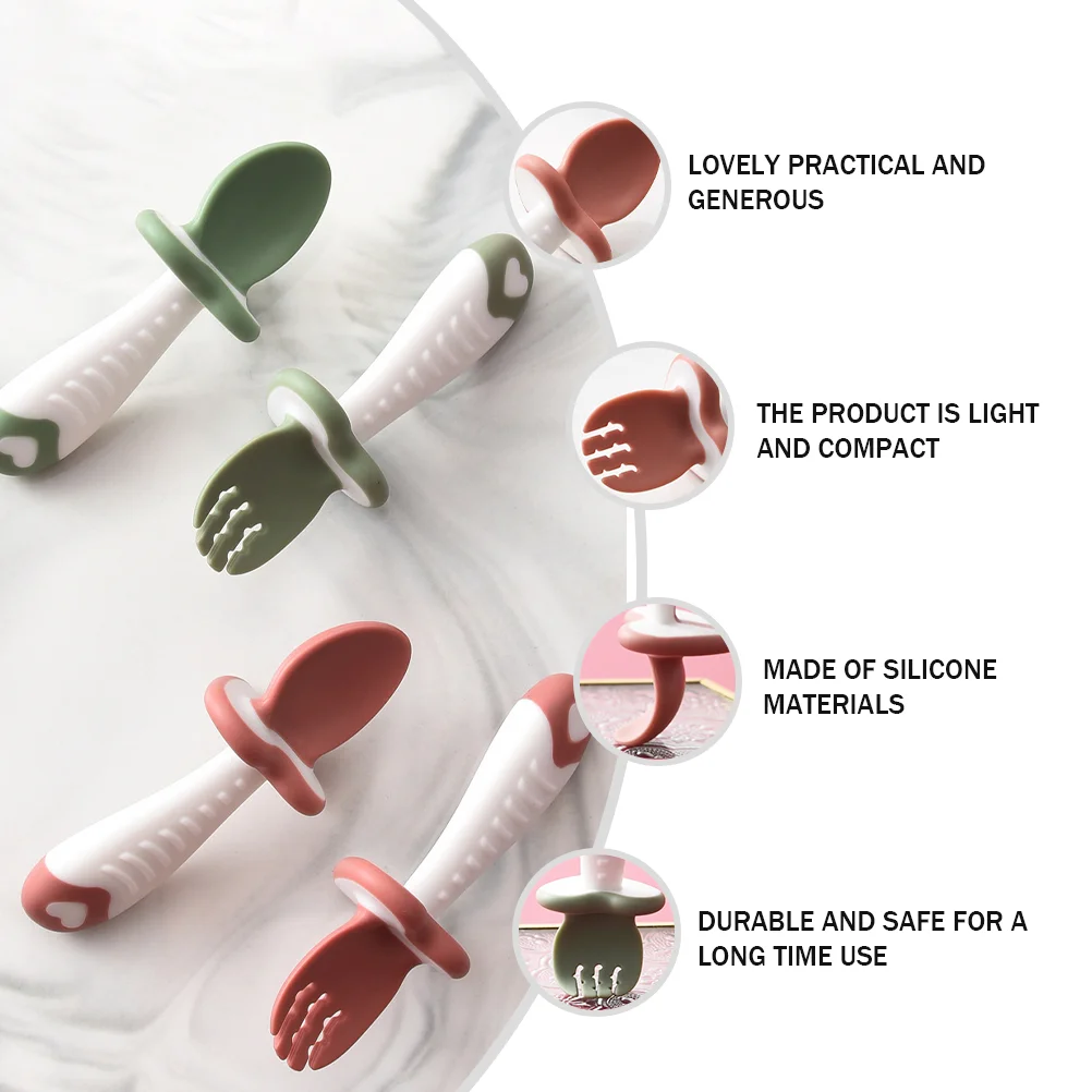 Детская ложка гибкая вилка силиконовый ковш детские столовые приборы вилки