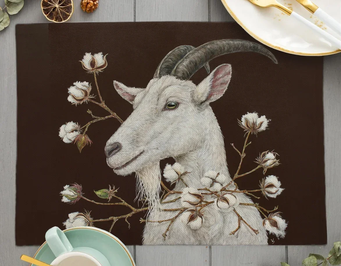 

Льняные коврики для обеденного стола с животными