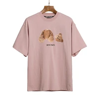 palm angels 22ss letter logo pa chic loose casual round neck short sleeve t shirt broken bear men women lovers couple style