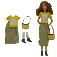 yellow 16 bjd doll clothes for barbie clothes shirt tops skirt shoes bag 11 5 dolls accessories for barbie dolls outfits toys