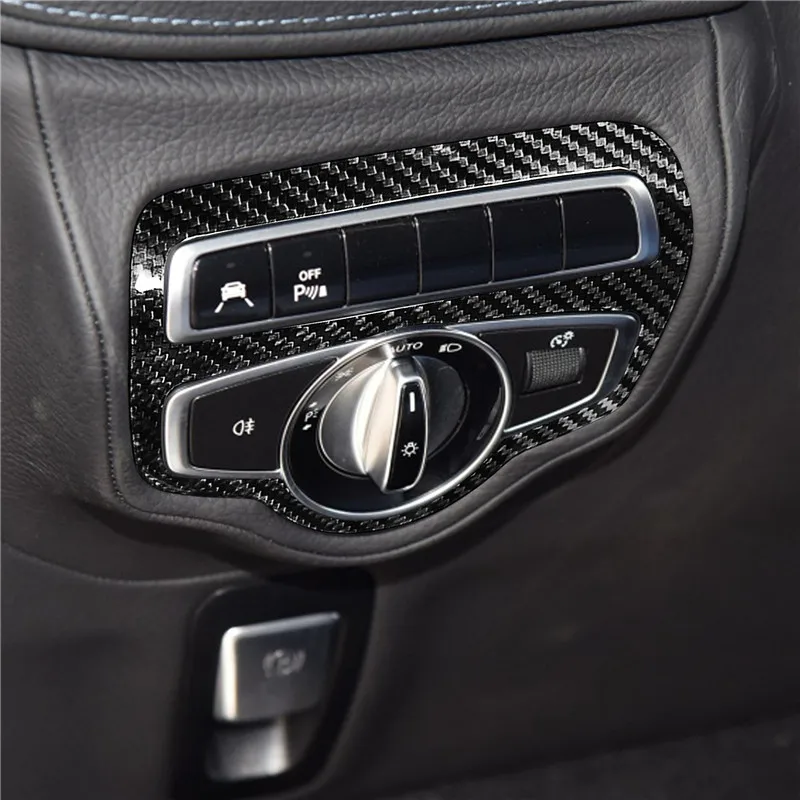 For Mercedes Benz G Class G500 2019 2020 G63 W464 Real Carbon Fiber Interior Parts Headlight Switch Button Frame Cover Sticker images - 6