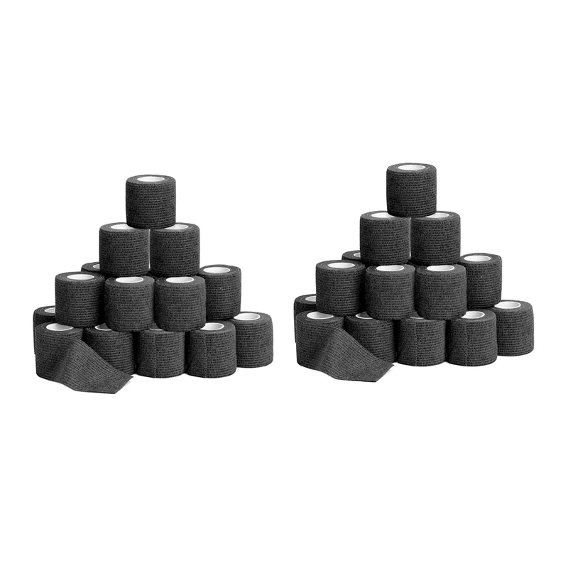 

48 Pcs Black Elastic Self-Adhesive Bandage 5Cm Sports Fixed Elastic Bandage For Sports Injuries And Pet Treatment