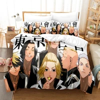 tokyo revengers us europe uk size quilt bed cover anime duvet cover pillow case 2 3 piece sets bedding sets adults