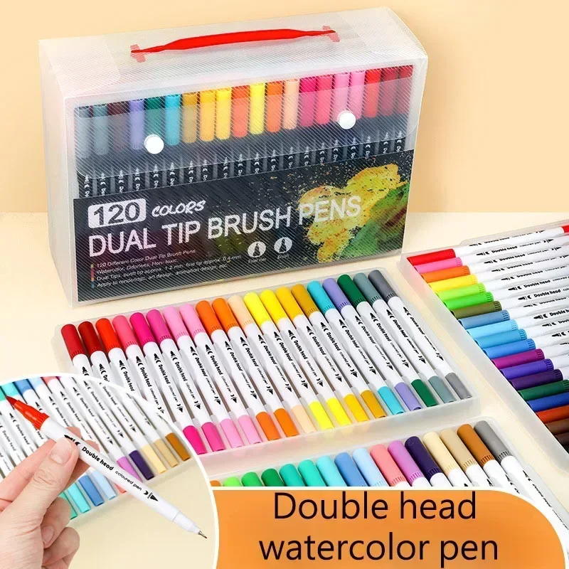 24/36/48/60 цветов маркер с двумя наконечниками моющийся набор мягкая волокнистая