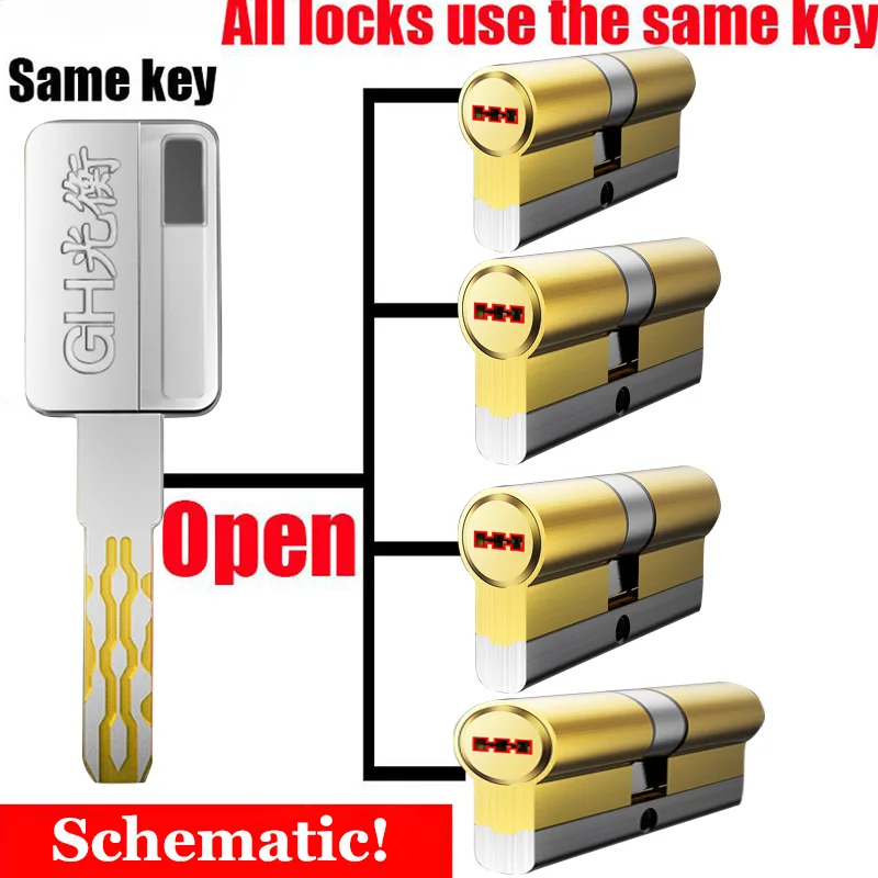 

Настройте тот же ключ для открытия всех цилиндров, цилиндры замка европейского стандарта, наружные дверные замки, цилиндр с супер ключом кл...