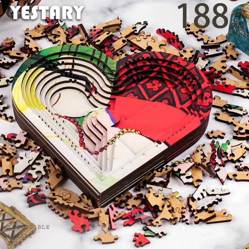 

YESTARY 3D Heart Wooden Puzzle Brain Tease Jigsaw Puzzle Toy Board Game High Difficulty Impossible Puzzle Toy For Adult Kid Gift