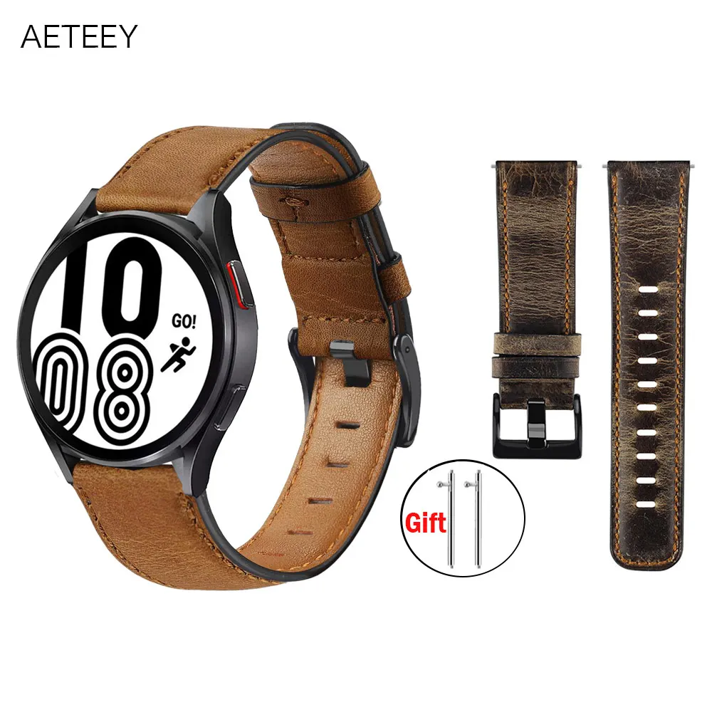 

Genuine Leather band for Samsung Galaxy watch 4/classic/Active 2 46mm/42mm/40mm/44mm 20mm 22mm bracelet Amazfit GTS 2/2e/3 strap