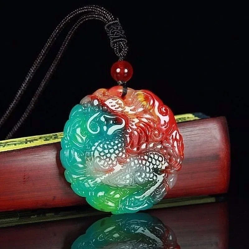 

Xinjiang Colorful Stone Colorful Jade Kirin Send Blessing Brand Pendants Fashion Pendants for Men and Women