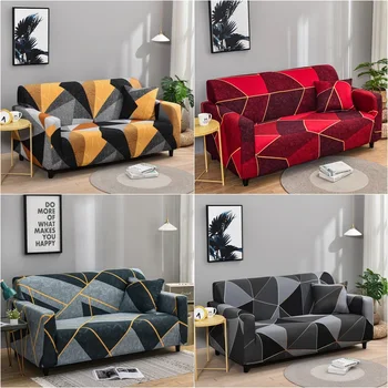 1/2/3/4 Seat Geometric Sofa Cover Elastic Corner Sofa towel Cover Chair Cover Dust proof And Machine Washable Simple Line