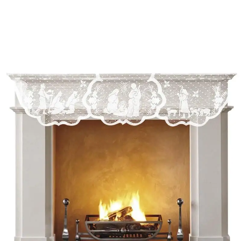 

Christmas Fireplace Scarf White Lace Jesus Garland Scarf Fireplace Scarf Christmas Scarf Fireplace Cloth For Christmas Winter