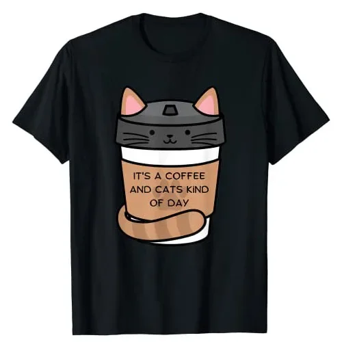 Футболка с коротким рукавом и аниме принтом It's A Coffee and Cat