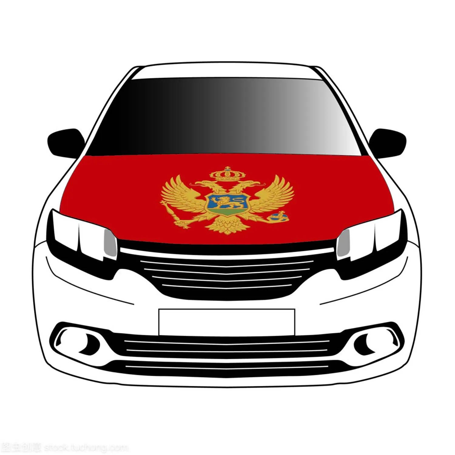 Montenegro flags car Hood cover 3.3x5ft 100%polyester,car bonnet banner