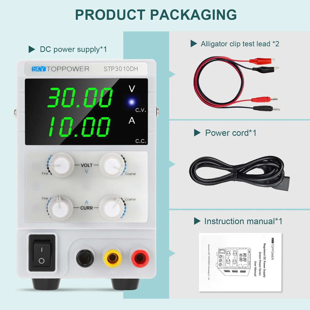Регулируемый источник питания постоянного тока 30 В 10 А импульсный настольный с