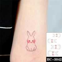 temporary tattoo sticker cartoon cute shy bunny animal chinese japanese text waterproof art fake tattoos flash tatoos men women
