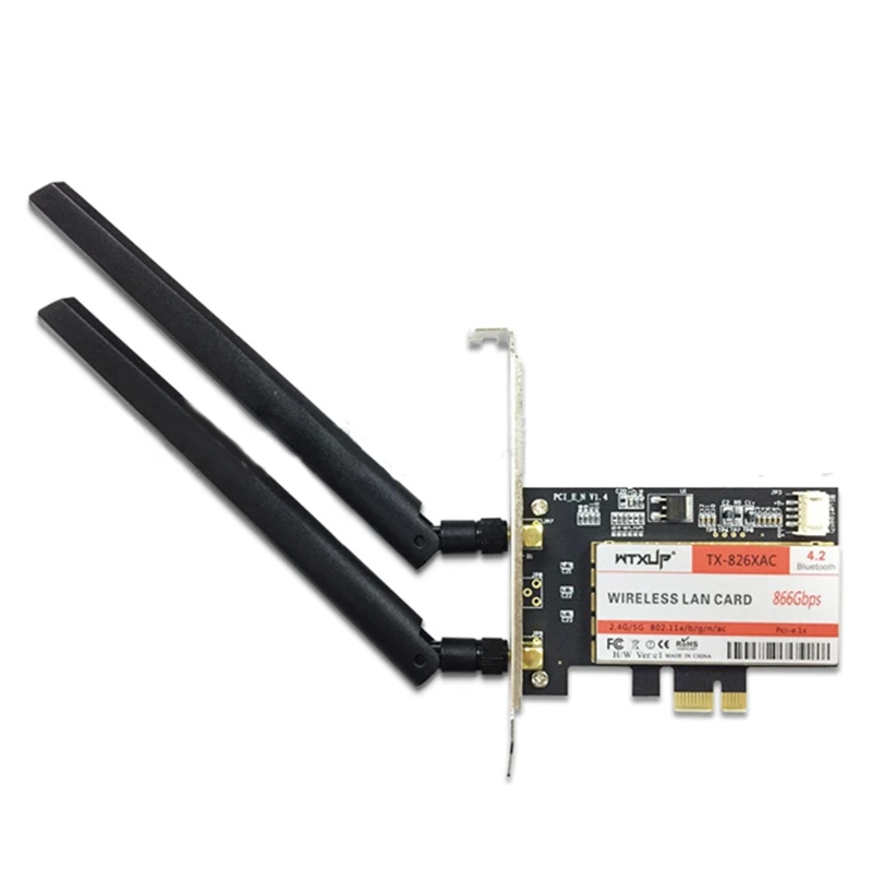

Комплект двухдиапазонной Wi-Fi-карты 8265AC 802.11ac, беспроводной настольный PCi-e Wi-Fi-адаптер BT 4,2 для w/антенны для Windo
