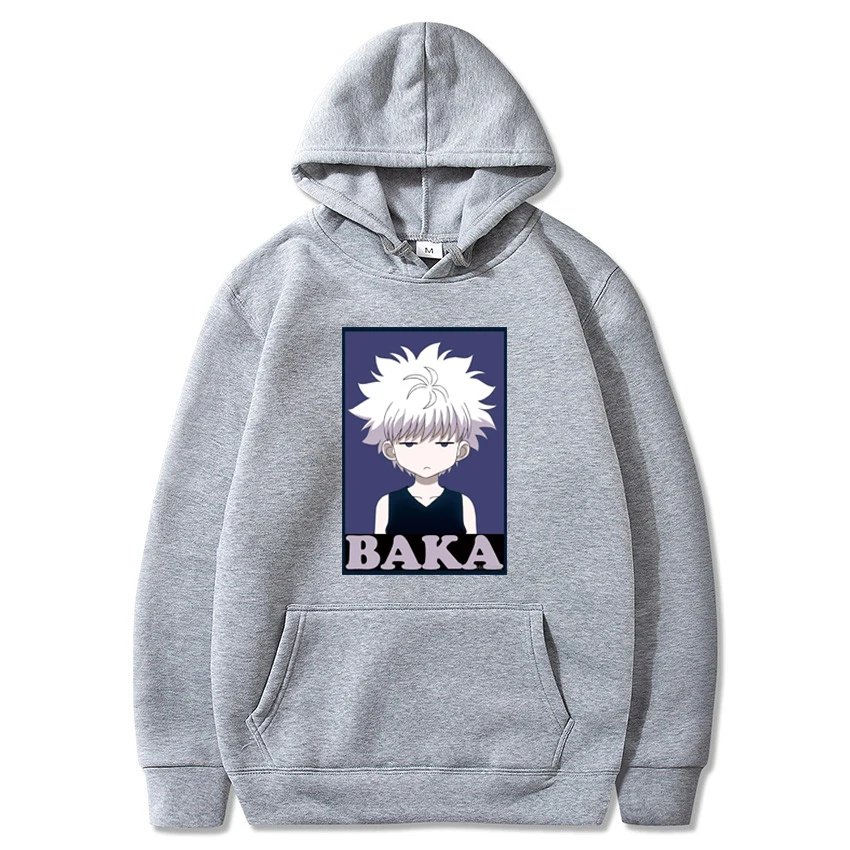 Худи в японском стиле аниме Hunter X Killua Baka модные мужские флисовые свитшоты