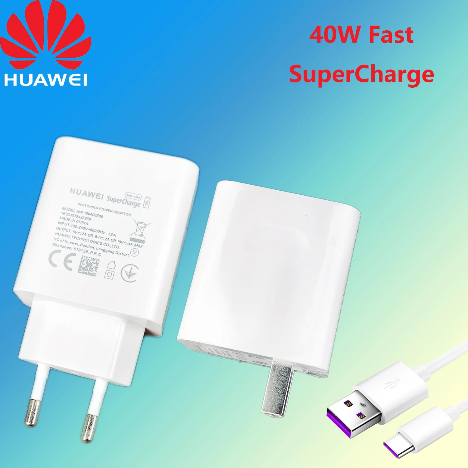 Huawei-cargador de carga superrápida para móvil, Cable USB 3,0 tipo C Original Mate 9, 10, 20, P10 Plus, P20 Pro, Honor 20, V20