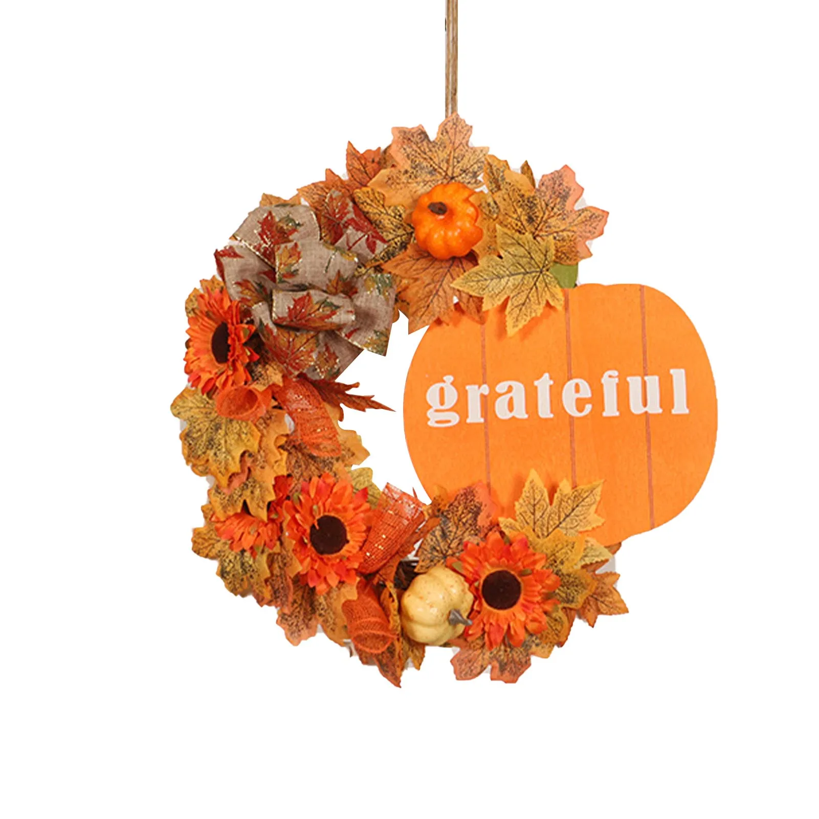 

Thanksgiving Wreath Thanksgiving Wreath With Pumpkin Maple Leaves Harvest Wreath For Thanksgiving Day Halloween Decorations